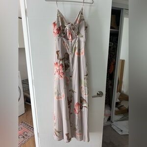 Hello Molly Blush Maxi Dress with Coral Floral Print
